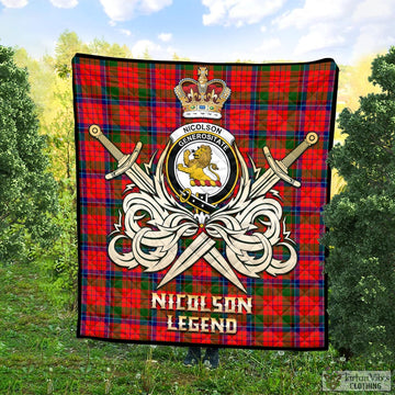 Nicolson Modern Tartan Quilt with Clan Crest and the Golden Sword of Courageous Legacy