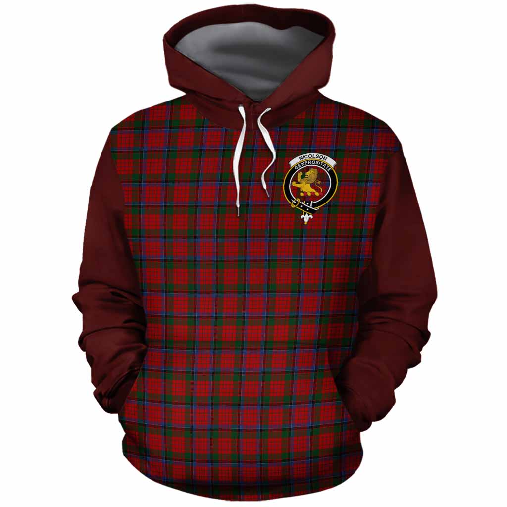 Nicolson Tartan Accent Cotton Hoodie with Family Crest