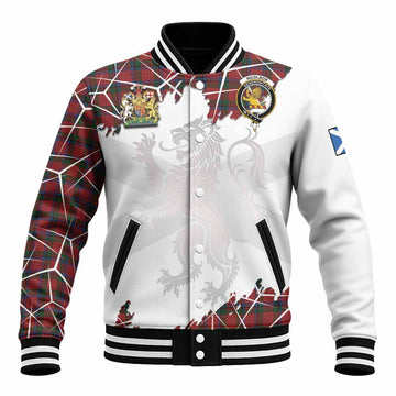 Nicolson Tartan Baseball Jacket with Family Crest and Lion Rampant Grunge Style