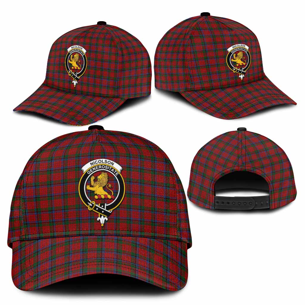 Nicolson Tartan Classic Cap with Family Crest
