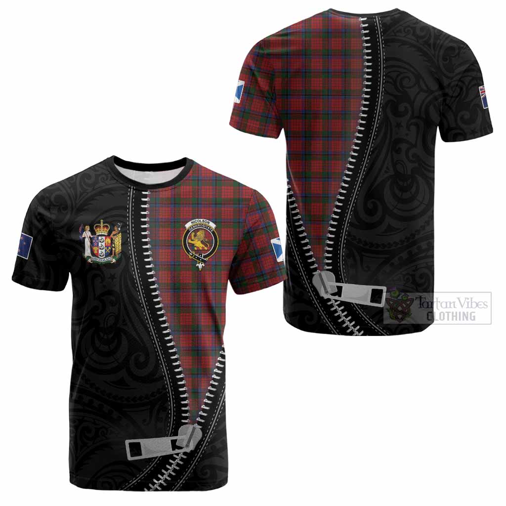 Nicolson Tartan Cotton T-shirt New Zealand Pattern Unique Zipper Stylized