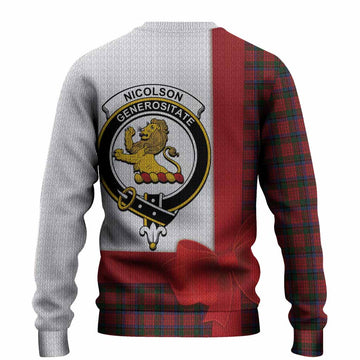 Nicolson Tartan Crest Christmas Christmas Ugly Sweater Highland Cow Bagpipes Coquette Bow Style