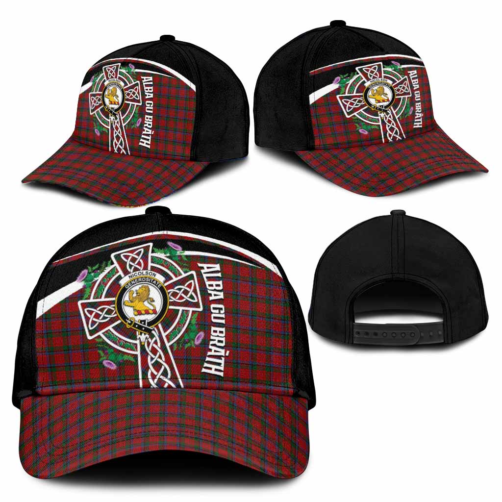 Nicolson Tartan Crest Classic Cap Scottish Thistle Celtic Cross Alba Gu Brath