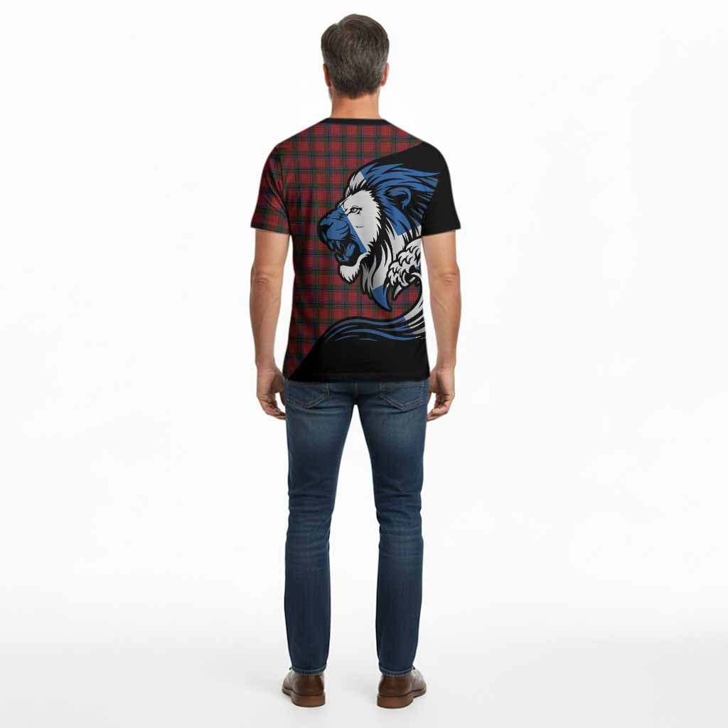 Nicolson Tartan Crest Cotton T-shirt Scottish Golden Lions Wave Flow