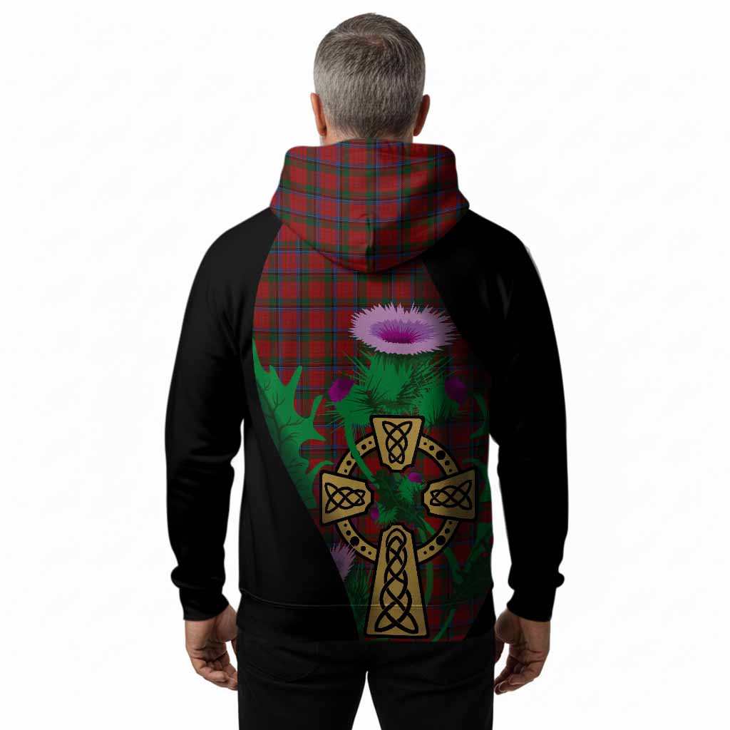Nicolson Tartan Crest Hoodie Celtic Cross Thistle Flowers