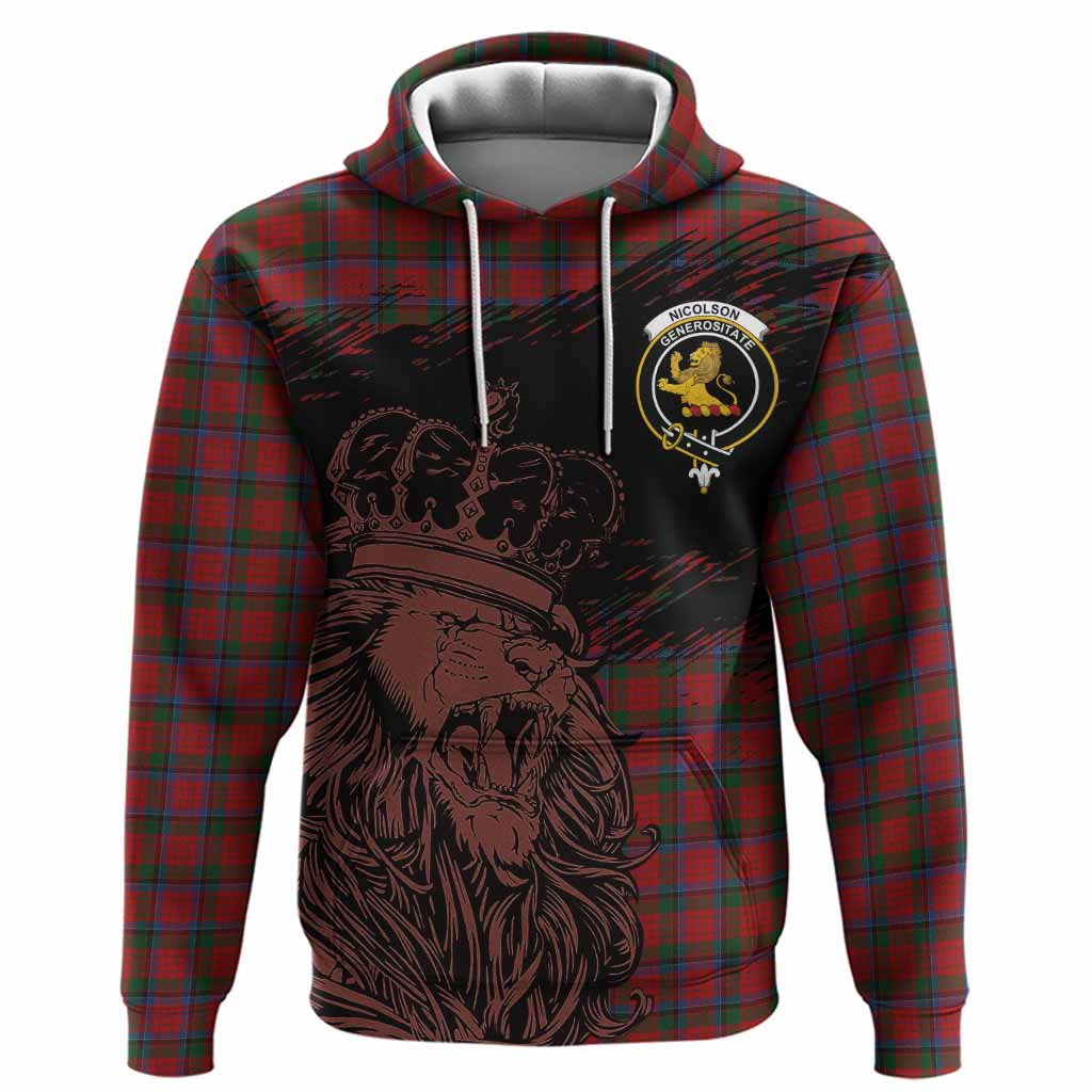 Nicolson Tartan Crest Hoodie Crowned Lion Heritage Style
