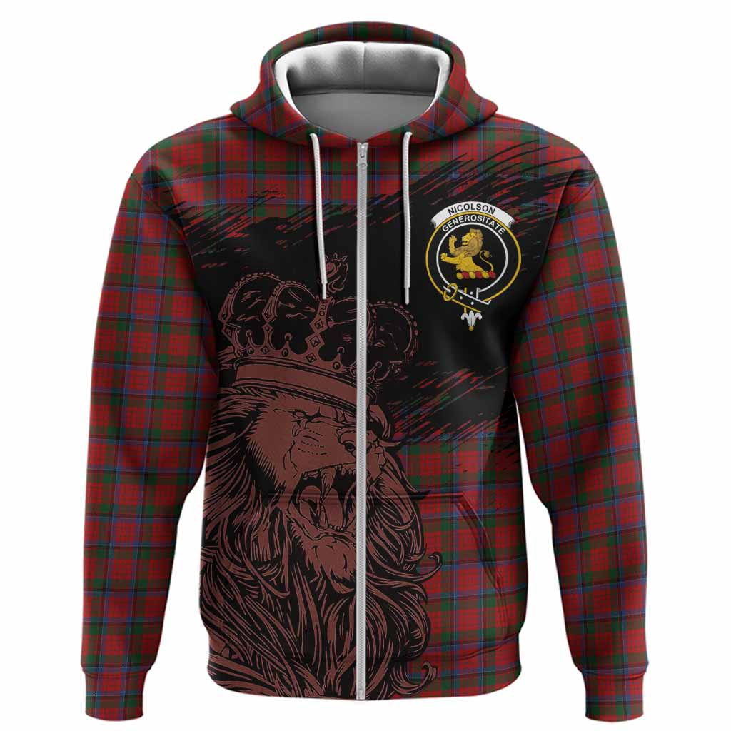 Nicolson Tartan Crest Hoodie Crowned Lion Heritage Style