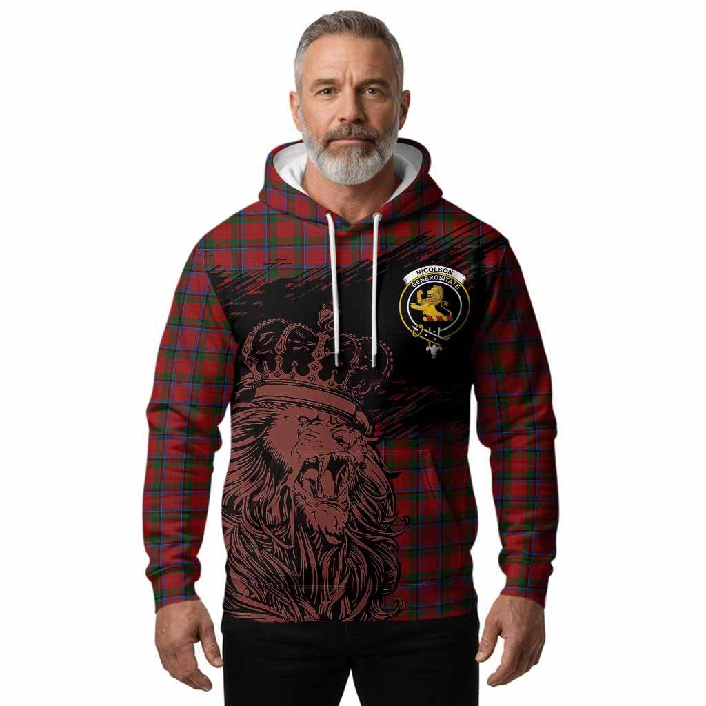 Nicolson Tartan Crest Hoodie Crowned Lion Heritage Style