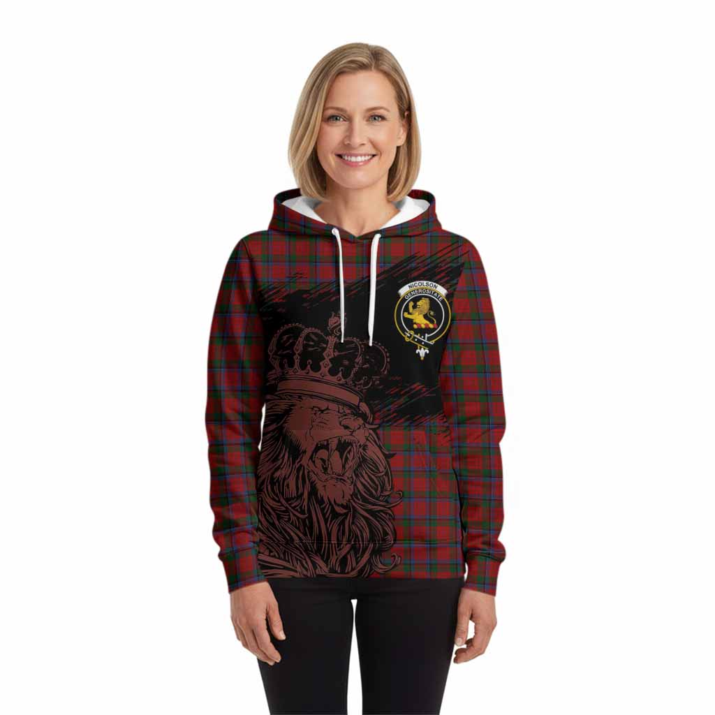 Nicolson Tartan Crest Hoodie Crowned Lion Heritage Style
