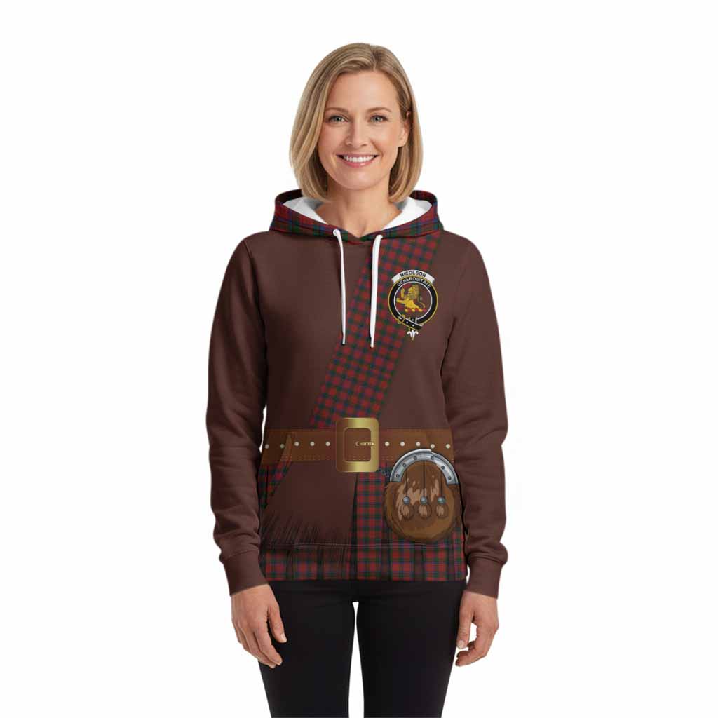 Nicolson Tartan Crest Hoodie Kilt Costume Style