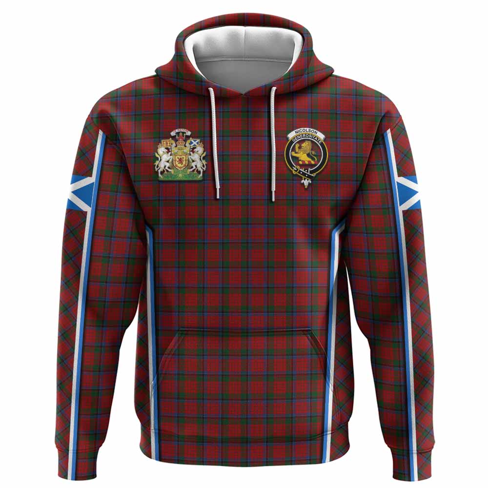 Nicolson Tartan Crest Hoodie Scotland Coat of Arm Flag Style - Tartan Vibes Clothing