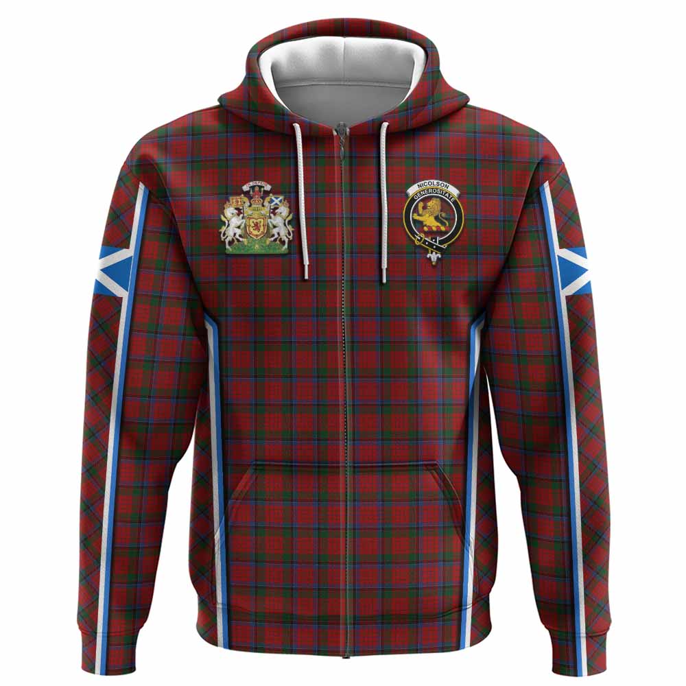 Nicolson Tartan Crest Hoodie Scotland Coat of Arm Flag Style - Tartan Vibes Clothing