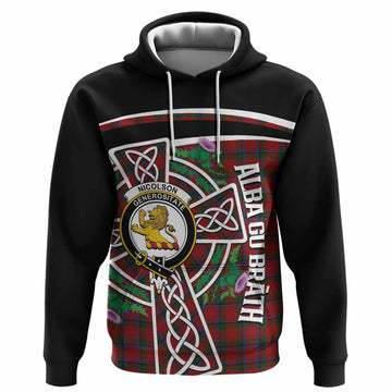 Nicolson Tartan Crest Hoodie Scottish Thistle Celtic Cross Alba Gu Brath