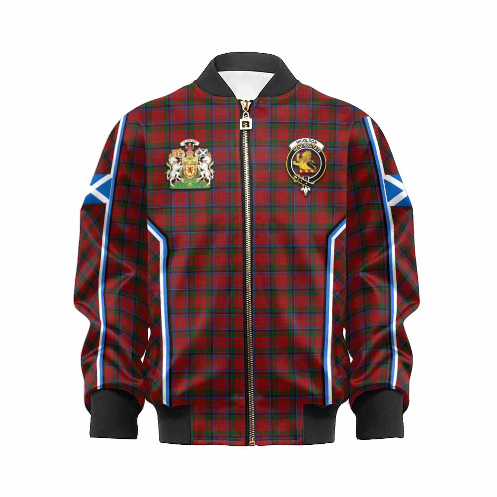 Nicolson Tartan Crest Kid Bomber Jacket Scotland Coat of Arm Flag Style - Tartan Vibes Clothing