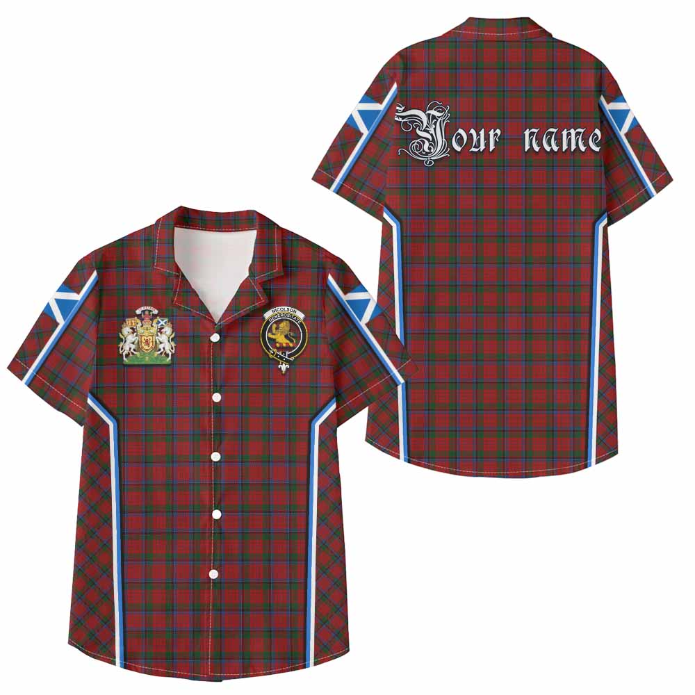 Nicolson Tartan Crest Kid Hawaiian Shirt Scotland Coat of Arm Flag Style - Tartan Vibes Clothing