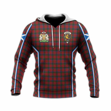 Nicolson Tartan Crest Knitted Hoodie Scotland Coat of Arm Flag Style