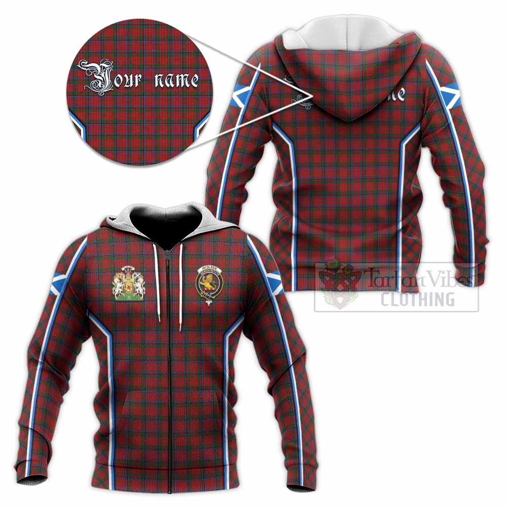 Nicolson Tartan Crest Knitted Hoodie Scotland Coat of Arm Flag Style - Tartan Vibes Clothing