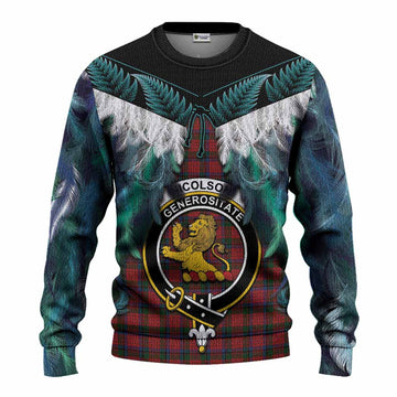 Nicolson Tartan Crest Knitted Sweater New Zealand Maori Korowai Cloak