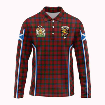 Nicolson Tartan Crest Long Sleeve Polo Shirt Scotland Coat of Arm Flag Style