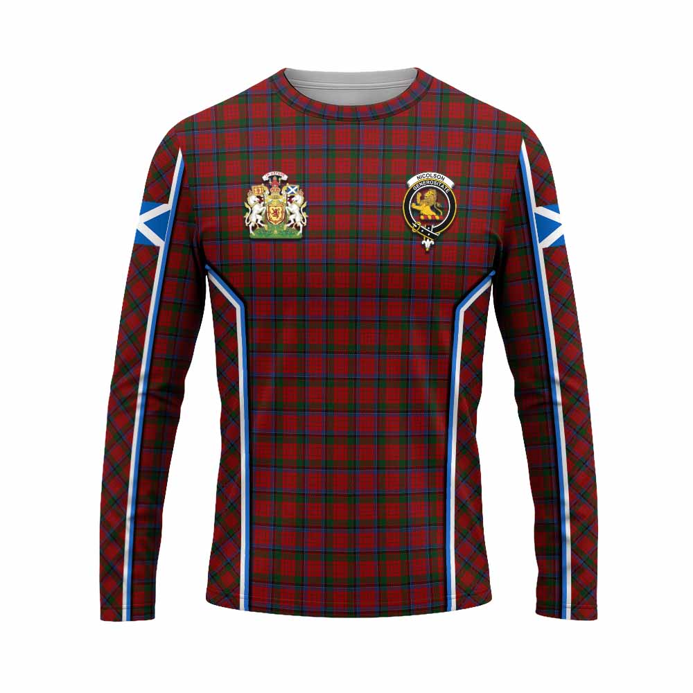 Nicolson Tartan Crest Long Sleeve T-Shirt Scotland Coat of Arm Flag Style - Tartan Vibes Clothing