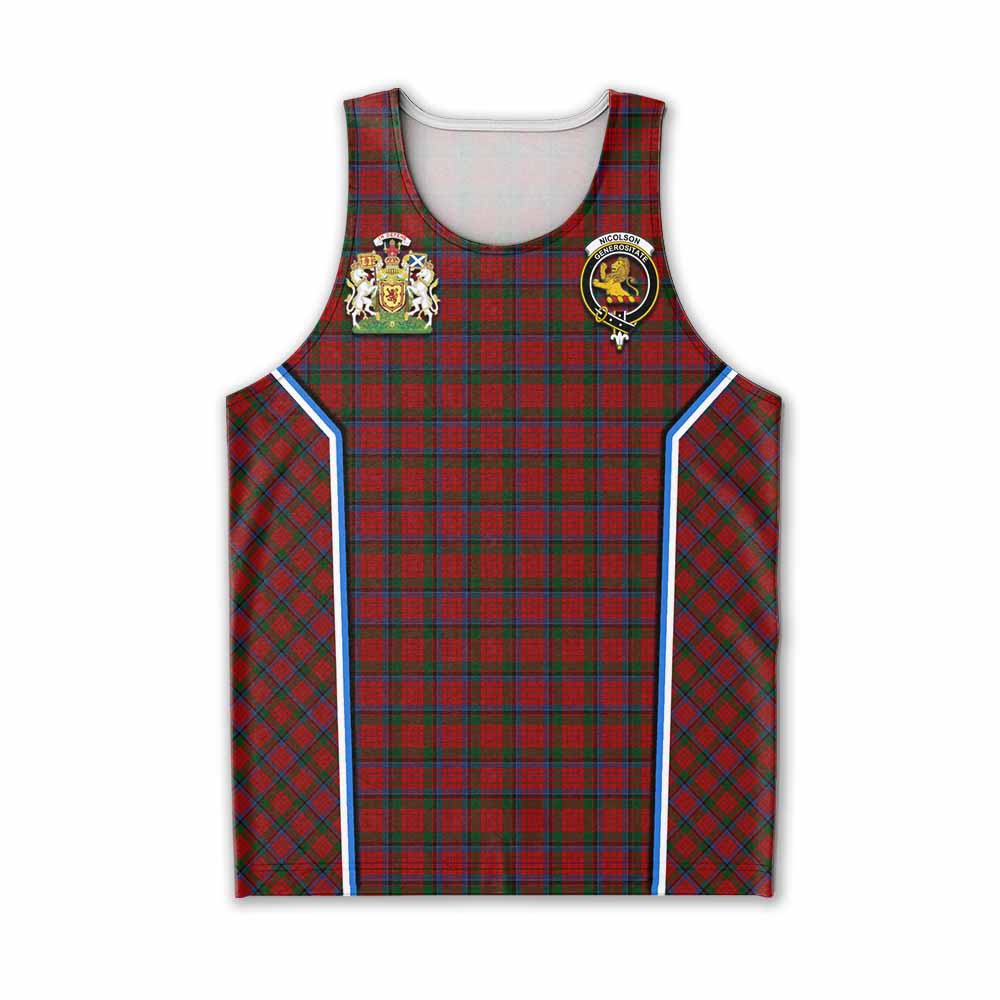 Nicolson Tartan Crest Men Tank Top Scotland Coat of Arm Flag Style - Tartan Vibes Clothing