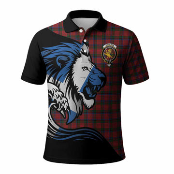 Nicolson Tartan Crest Polo Shirt Scottish Golden Lions Wave Flow