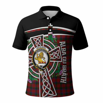 Nicolson Tartan Crest Polo Shirt Scottish Thistle Celtic Cross Alba Gu Brath