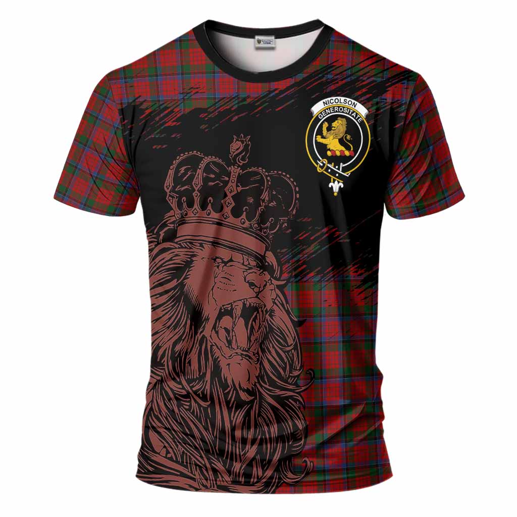 Nicolson Tartan Crest T-Shirt Crowned Lion Heritage Style