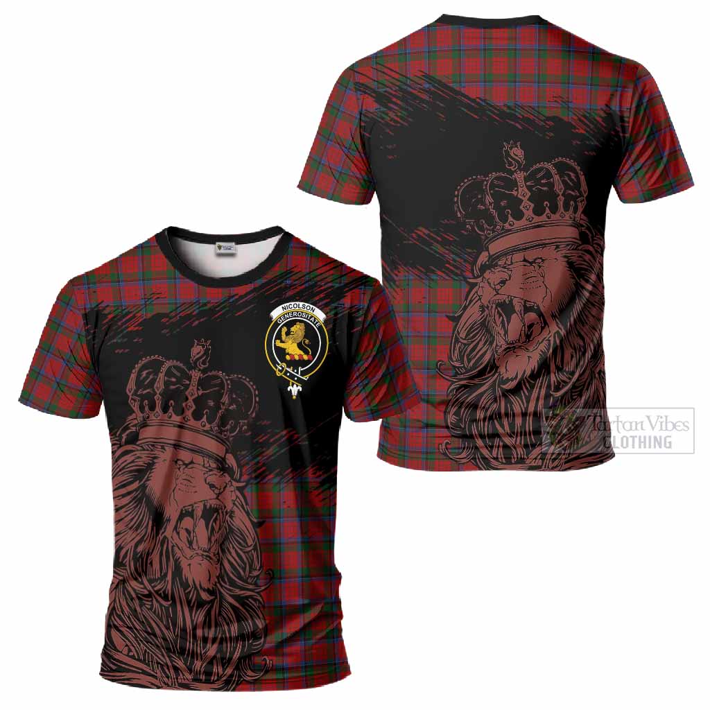Nicolson Tartan Crest T-Shirt Crowned Lion Heritage Style