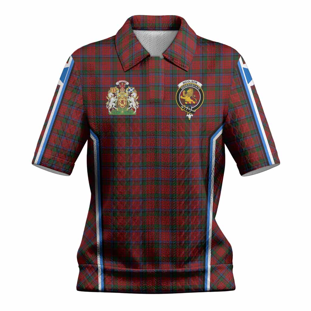 Nicolson Tartan Crest Women’s Polo Sweater Top Scotland Coat of Arm Flag Style