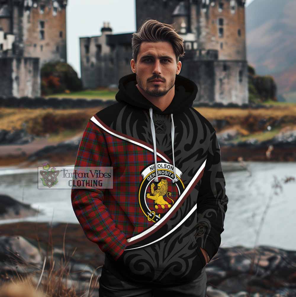 Nicolson Tartan Family Crest Cotton Hoodie Celtic Scottish Thistle Floral - Tartan Vibes Clothing