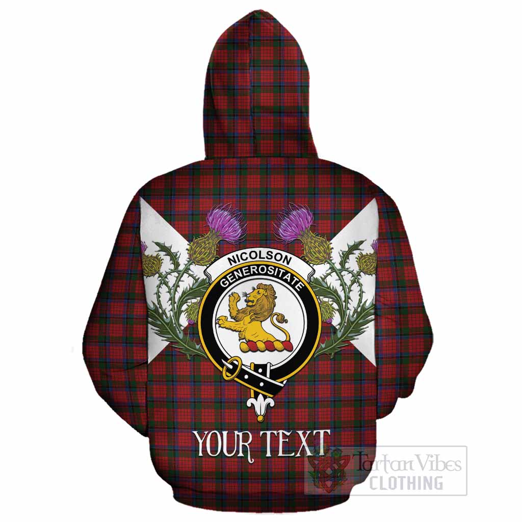 Nicolson Tartan Family Crest Cotton Hoodie Scottish Burns Night Thistle Floral