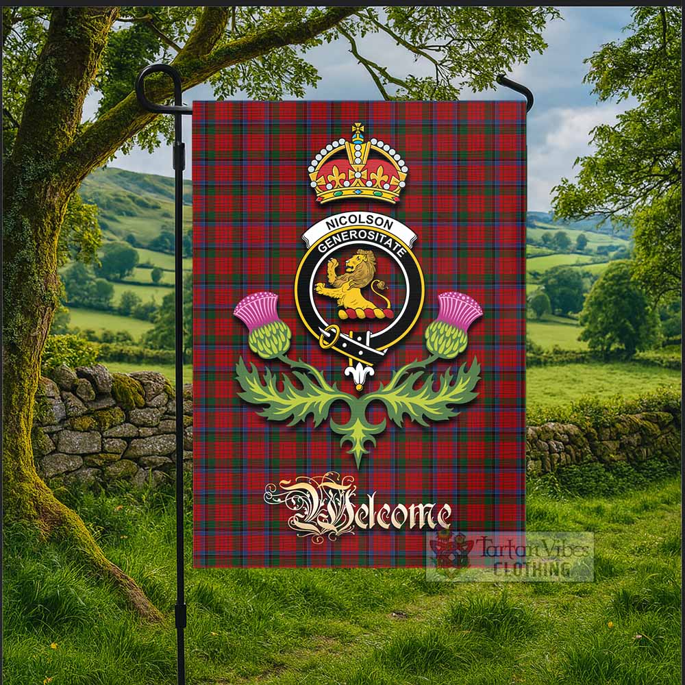 Nicolson Tartan Family Crest Garden Flag Royal Thistle Welcome Style - Tartan Vibes Clothing