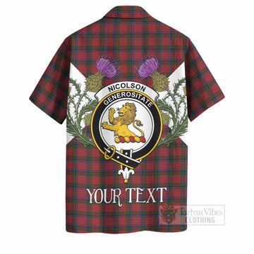 Nicolson Tartan Family Crest Hawaiian Shirt Scottish Burns Night Thistle Floral