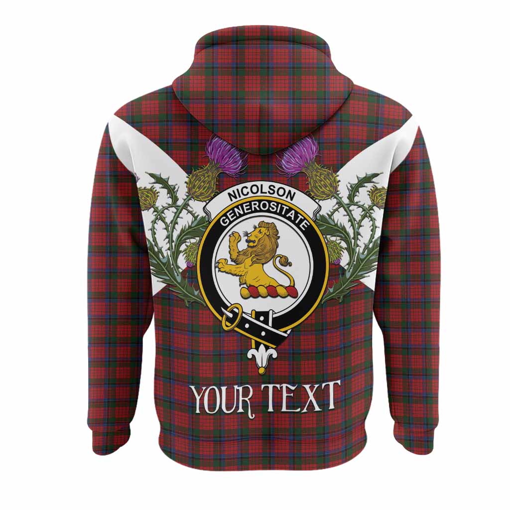 Nicolson Tartan Family Crest Hoodie Scottish Burns Night Thistle Floral
