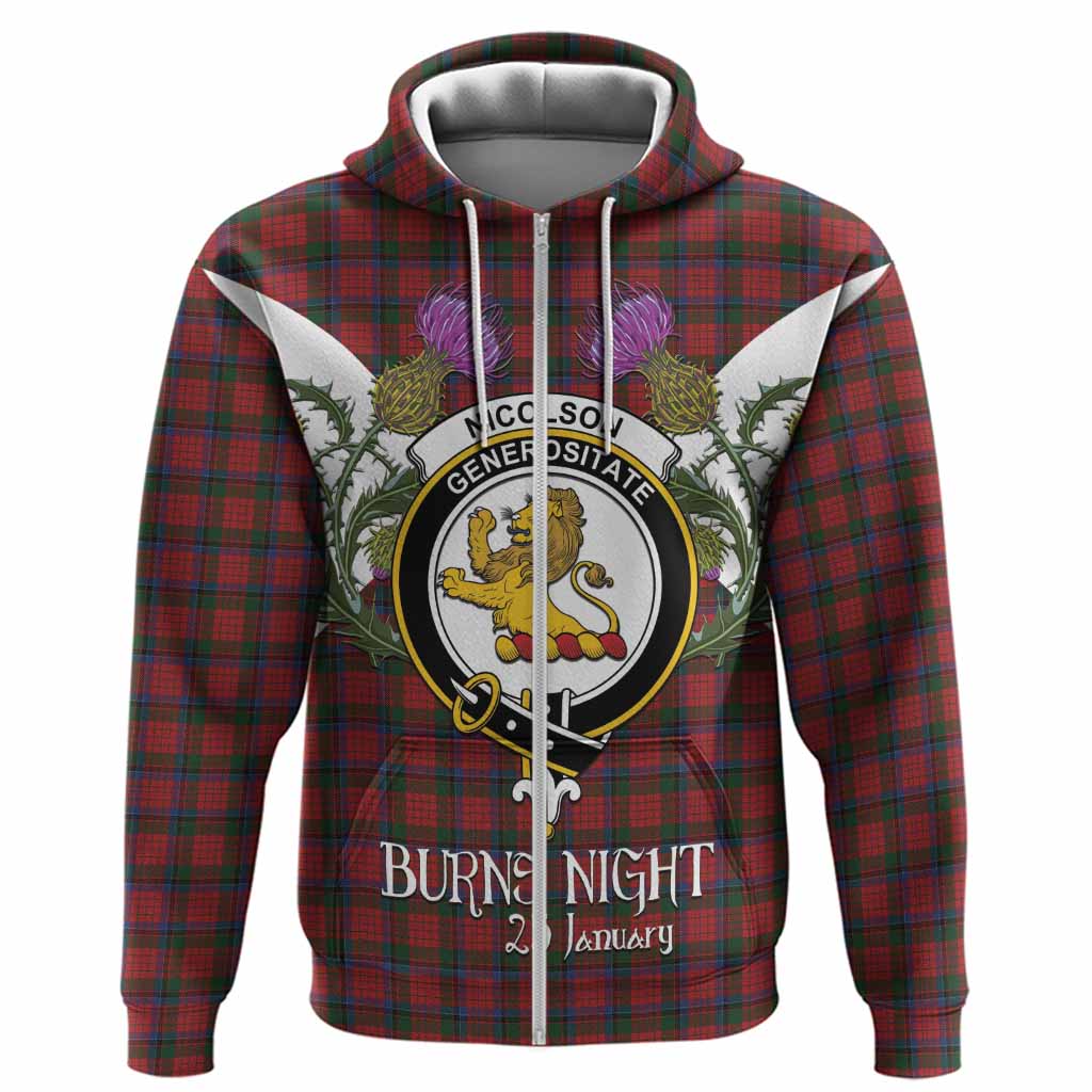 Nicolson Tartan Family Crest Hoodie Scottish Burns Night Thistle Floral