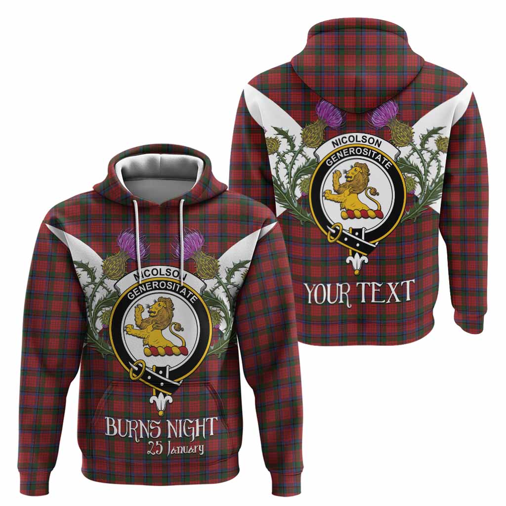 Nicolson Tartan Family Crest Hoodie Scottish Burns Night Thistle Floral