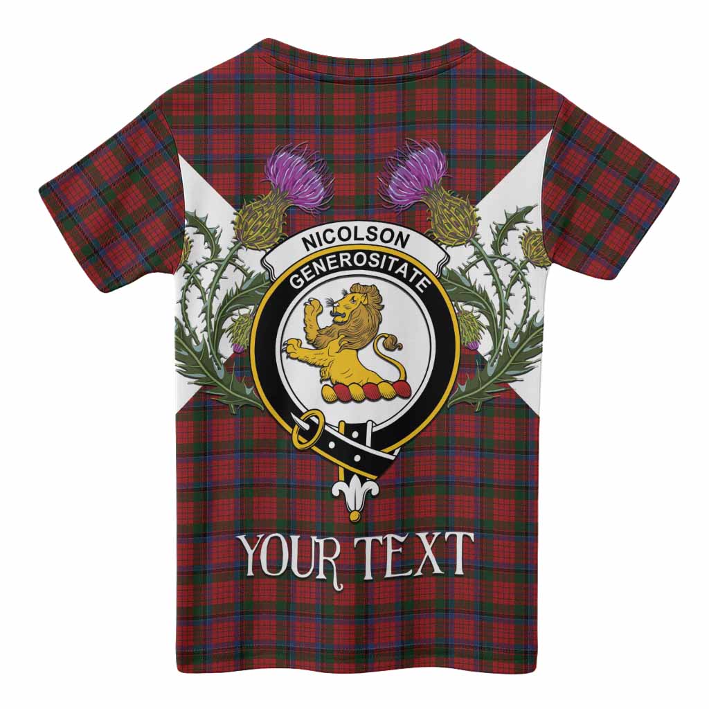 Nicolson Tartan Family Crest Kid T-shirt Scottish Burns Night Thistle Floral