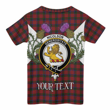 Nicolson Tartan Family Crest Kid T-shirt Scottish Burns Night Thistle Floral