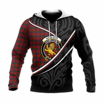 Nicolson Tartan Family Crest Knitted Hoodie Celtic Scottish Thistle Floral - Tartan Vibes Clothing