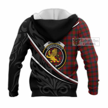 Nicolson Tartan Family Crest Knitted Hoodie Celtic Scottish Thistle Floral - Tartan Vibes Clothing