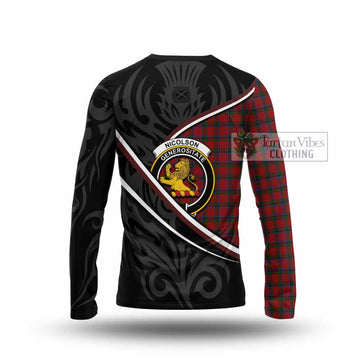 Nicolson Tartan Family Crest Long Sleeve T-Shirt Celtic Scottish Thistle Floral - Tartan Vibes Clothing