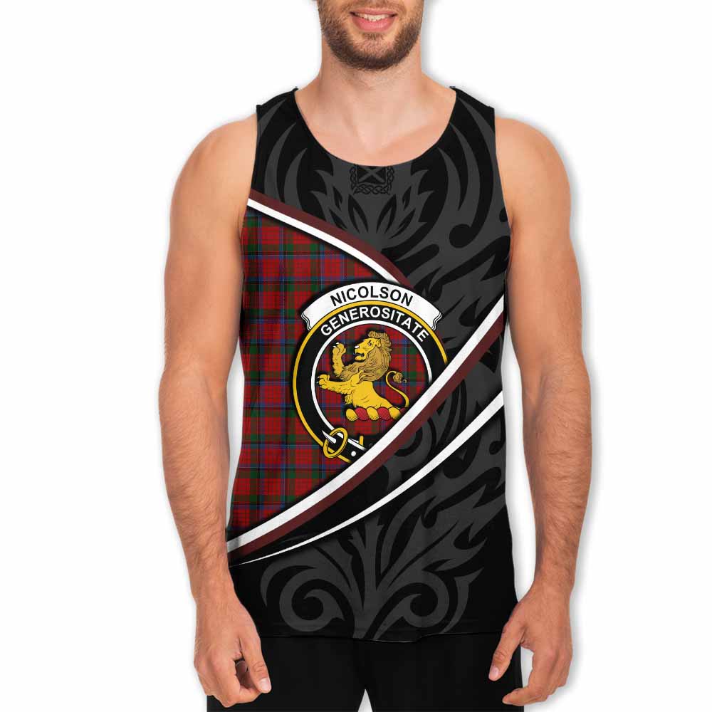 Nicolson Tartan Family Crest Men Tank Top Celtic Scottish Thistle Floral - Tartan Vibes Clothing