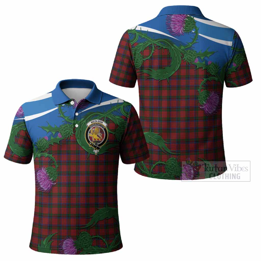 Nicolson Tartan Family Crest Polo Shirt Thistle in Minimalism