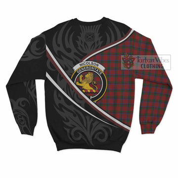 Nicolson Tartan Family Crest Sweatshirt Celtic Scottish Thistle Floral