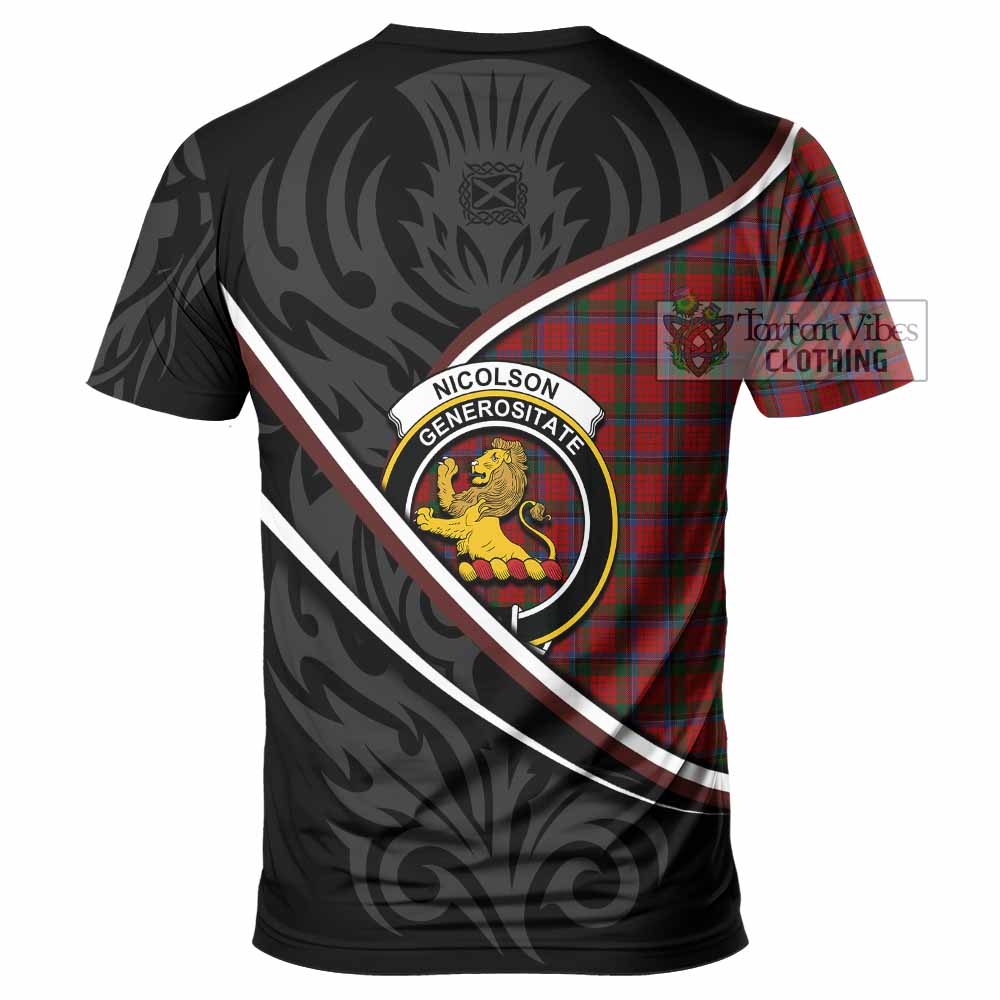 Nicolson Tartan Family Crest T-shirt Celtic Scottish Thistle Floral - Tartan Vibes Clothing