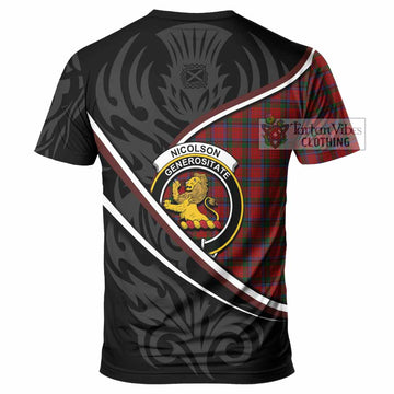 Nicolson Tartan Family Crest T-shirt Celtic Scottish Thistle Floral - Tartan Vibes Clothing