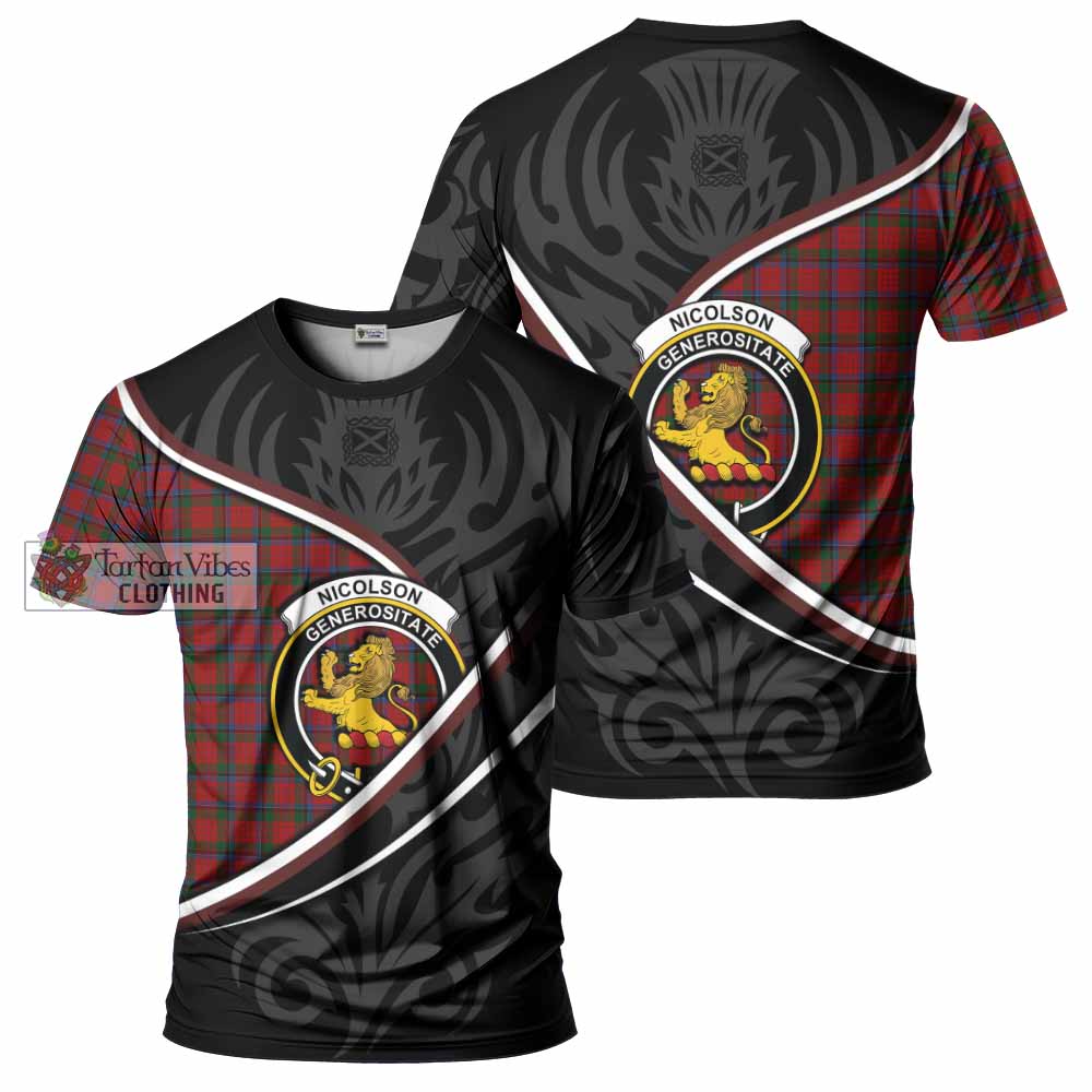 Nicolson Tartan Family Crest T-shirt Celtic Scottish Thistle Floral - Tartan Vibes Clothing