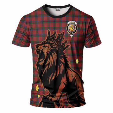 Nicolson Tartan Family Crest T-Shirt Crowned Lion Roaring