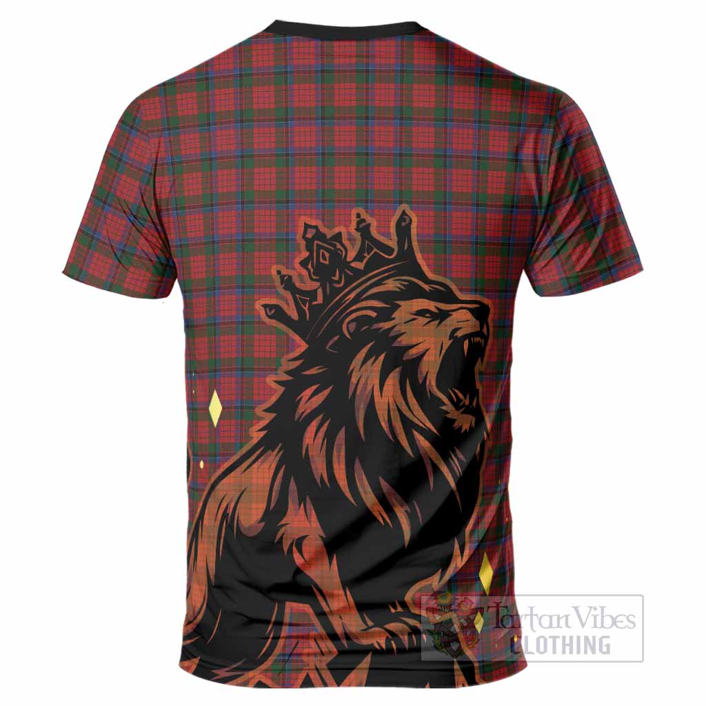 Nicolson Tartan Family Crest T-Shirt Crowned Lion Roaring